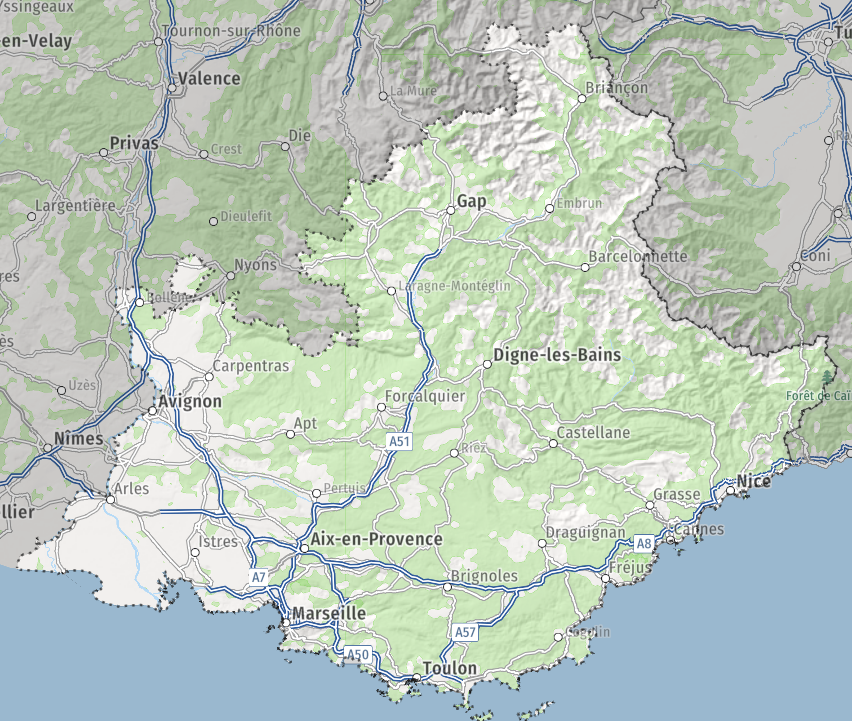 Carte de la zone d'intervention IMDgroup en région PACA — Provence-Alpes-Côte d'Azur